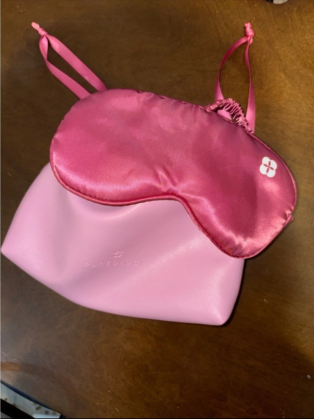Pureology Pink Cosmetic Pouch with Satin Dark Pink Eye Mask